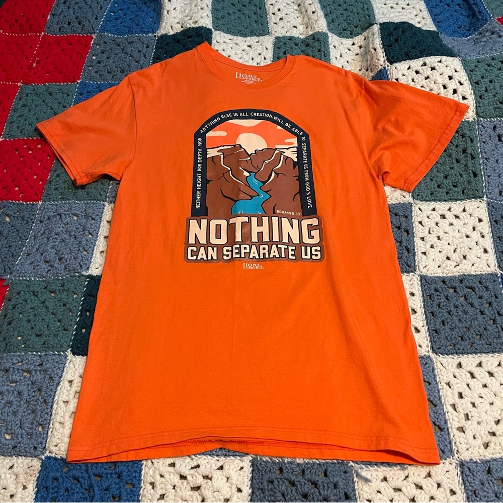 New Light Source “Nothing Can Separate Us” Romans 8:39 Tee Orange, Medium